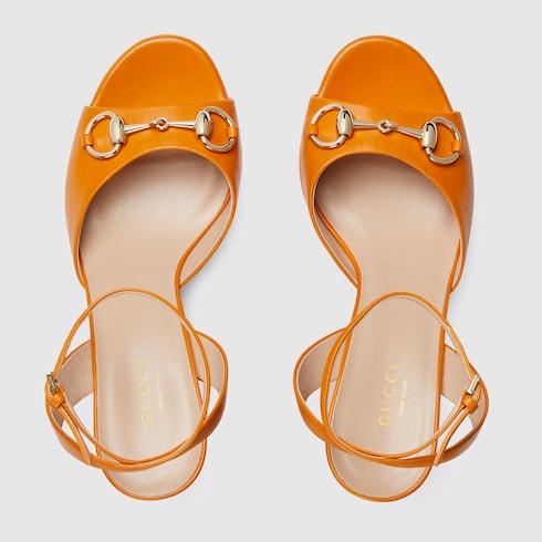 Women's Horsebit platform sandal - orange leather