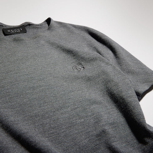 Silk jersey T-shirt with embroidery - grey