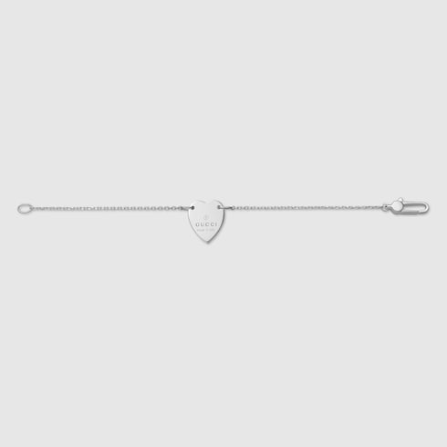 925 Sterling Silver Bracelet With Gucci Trademark Heart - 925 Sterling Silver Bracelet With Gucci