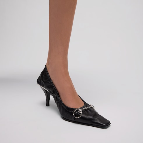 Women's Vittoria pump with elastic - black soft nappa leather