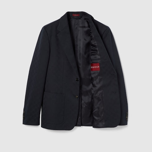 GG cotton gabardine jacquard jacket - dark blue