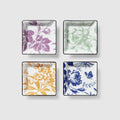 Herbarium print trinket tray set - white and multicolor porcelain