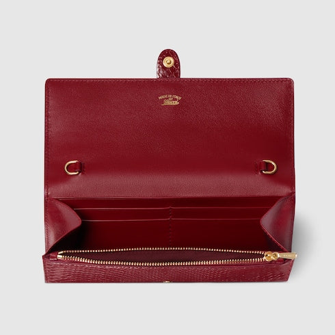Gucci Jackie python wallet on chain - dark red