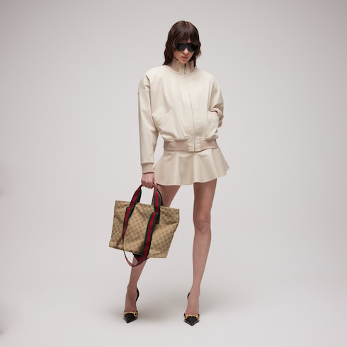GG small tote bag - sand and brown GG canvas