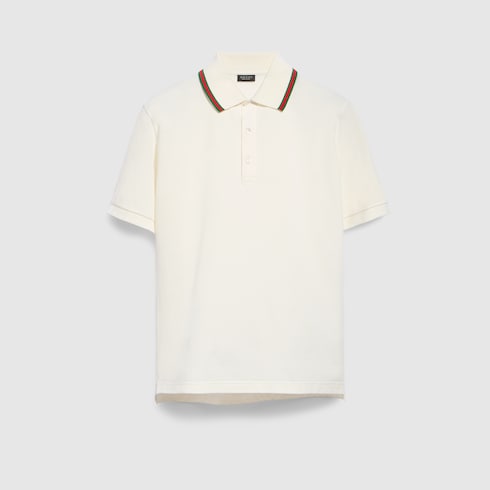 Cotton jersey piquet polo shirt - white