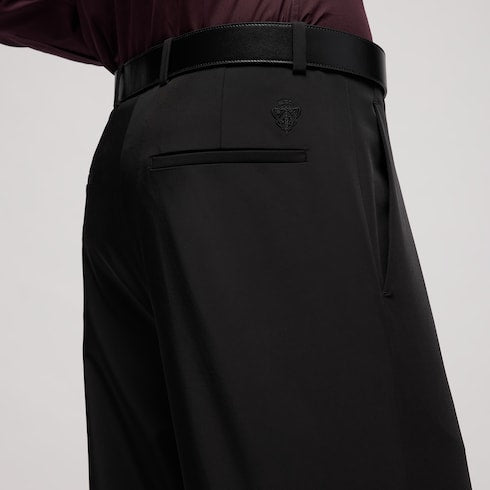 Stretch technical polyester pants - black