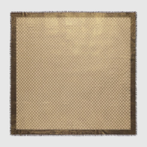 GG wool jacquard shawl - Shiny