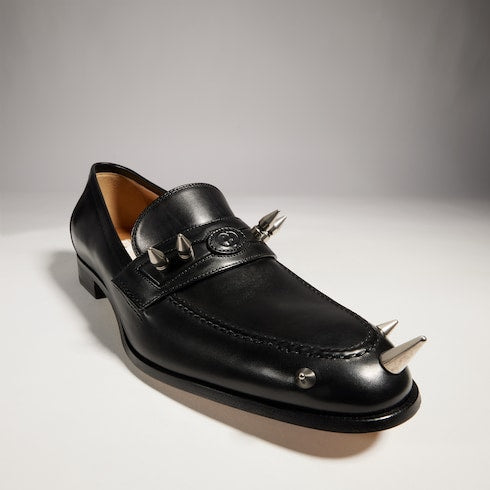 Men's studded loafer - black leather