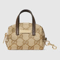 Boston bag-shaped charm - sand and brown GG canvas