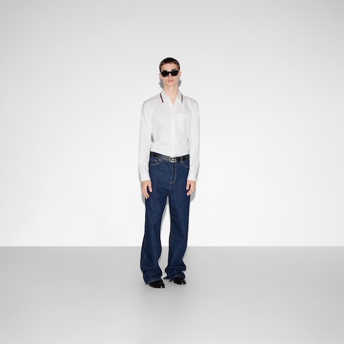 Oxford cotton shirt with Web - white