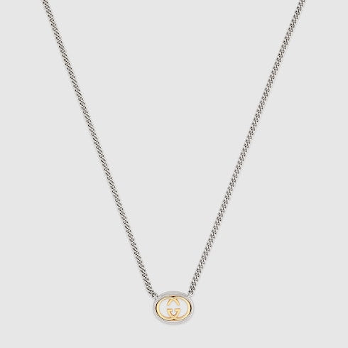 Gucci Interlocking pendant chain necklace - palladium-toned brass