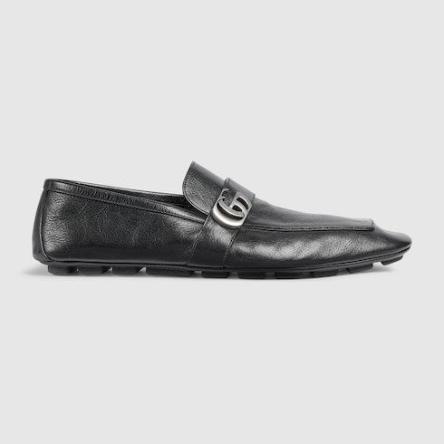 Men's driver with Double G - black leather