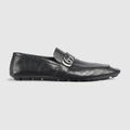 Men's driver with Double G - black leather