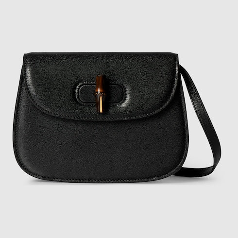 Bamboo mini bag - black leather