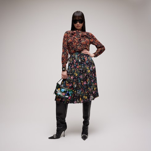 Lady Lunetta small shoulder bag - black and multicolor canvas