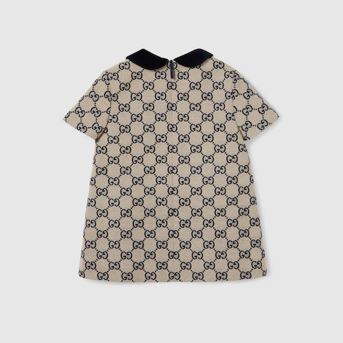 Baby GG canvas dress - beige and blue