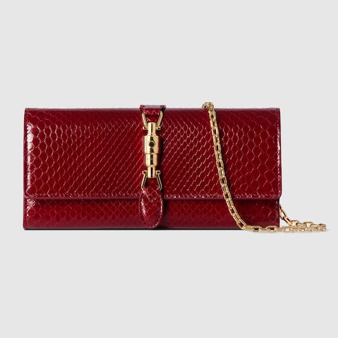 Gucci Jackie python wallet on chain - dark red