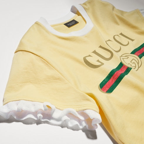 Cotton jersey T-shirt with print - light yellow