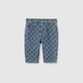 Baby GG denim jacquard pants - blue and ivory