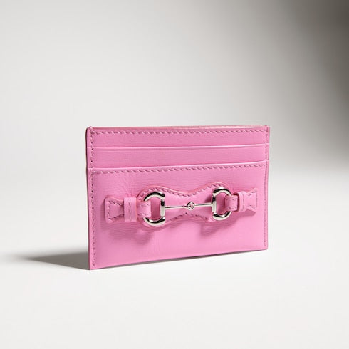 Card case with Horsebit - bright pink leather