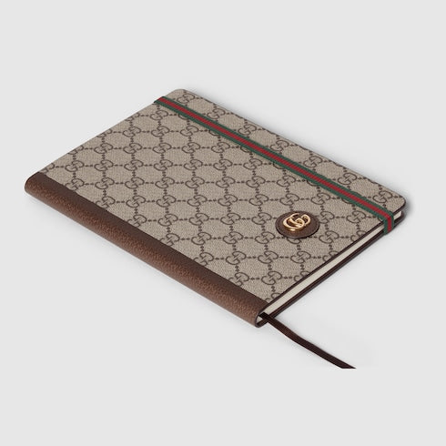 Large GG notebook with Double G - beige and ebony GG Supreme