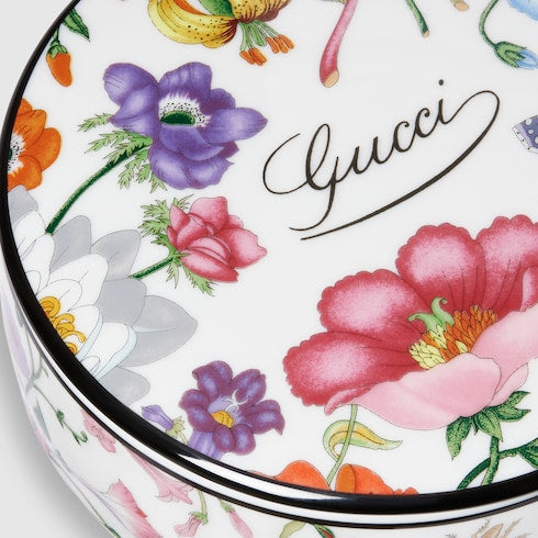 Gucci Flora print round box - multicolor porcelain