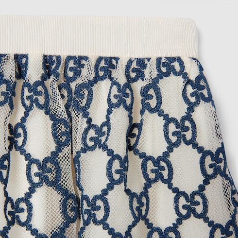 Baby embroidered GG nylon skirt - navy and off white