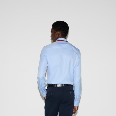 Oxford cotton shirt with Web - pale blue
