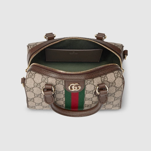 Ophidia small boston bag - beige and brown GG fabric
