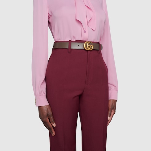 GG Marmont reversible belt - brown leather