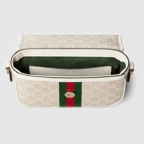 Ophidia small top handle bag - beige and white GG fabric