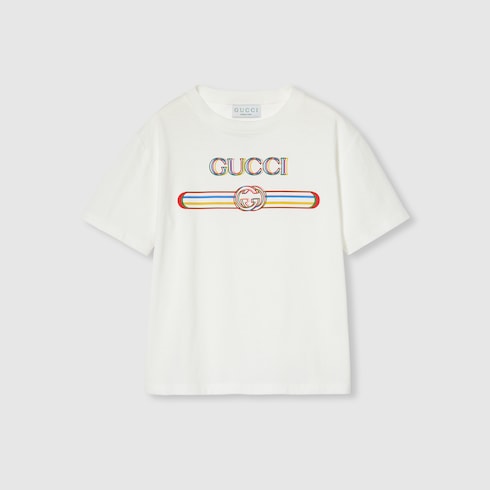Children's printed cotton T-shirt - white