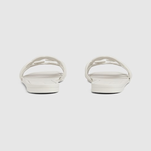 Women's Interlocking G slide sandal - white rubber