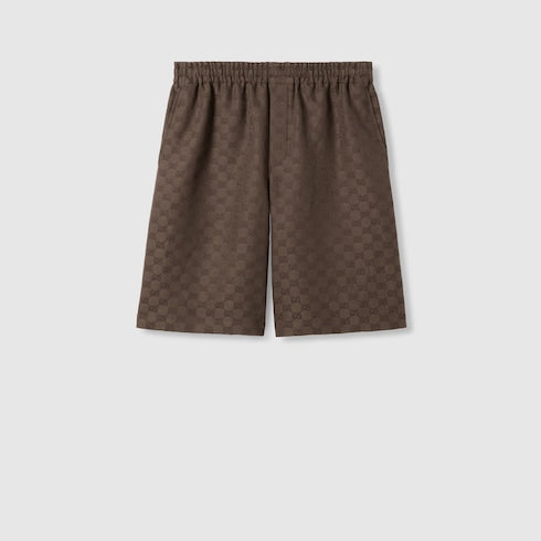 GG canvas linen blend shorts - brown