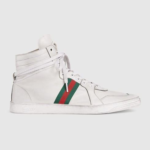 Men's Stretch high-top sneaker - white leather