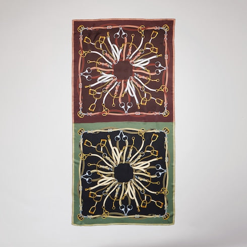 Printed silk twill stole - multicolor