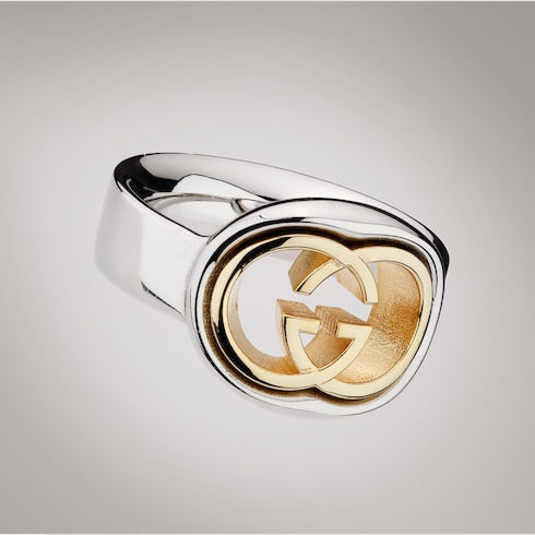 Gucci Interlocking cut-out ring - palladium-toned brass
