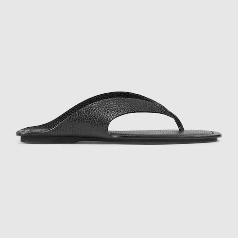 Men's thong sandal with Interlocking G - black leather