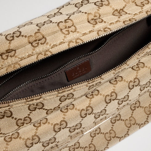 Gucci Tag medium crossbody bag - sand and brown GG canvas