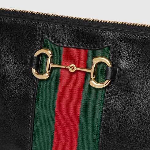 Gucci Horsebit Web small shoulder bag - black leather