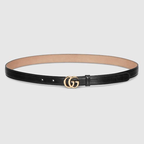 GG Marmont thin belt - black leather