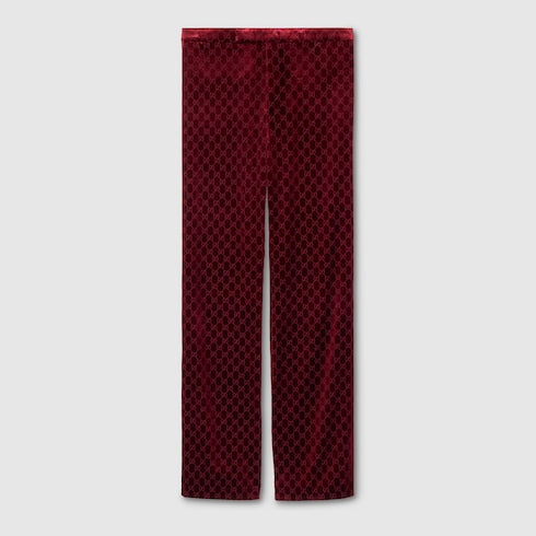 GG stretch velvet devoré pants - bordeaux