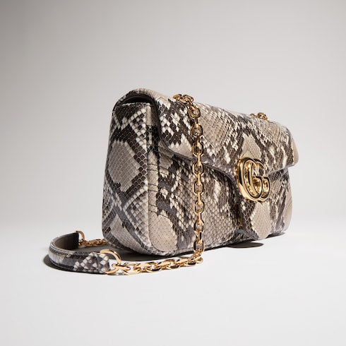 GG Marmont python medium shoulder bag - natural
