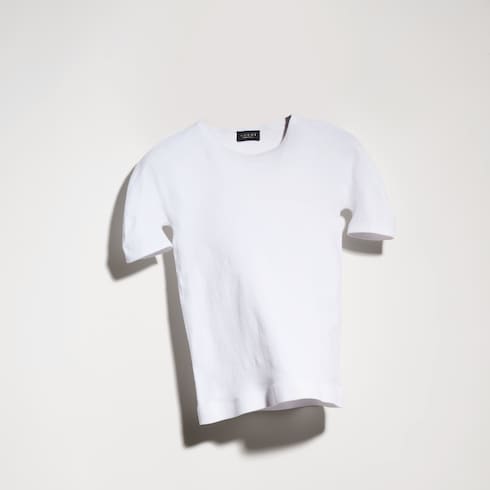 Seamless stretch nylon jersey T-shirt - white