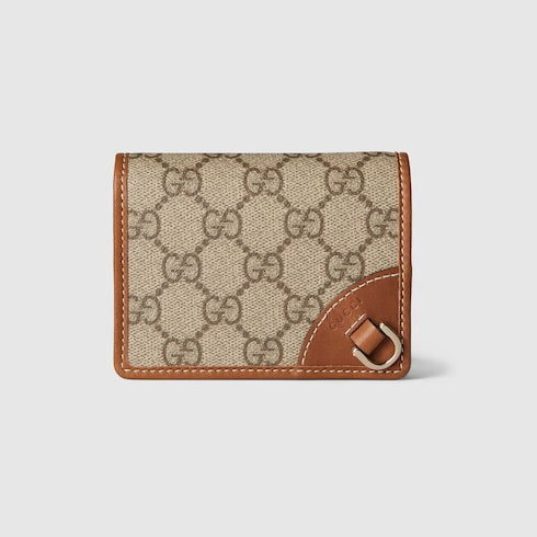 GG Emblem small wallet - beige and dark brown fabric