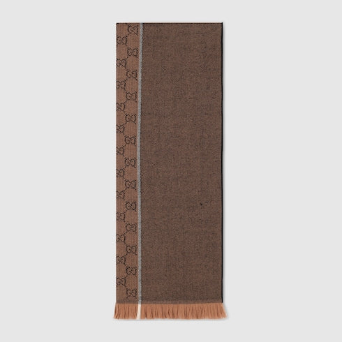 GG wool jacquard scarf - brown