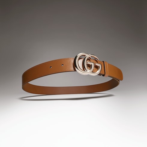 GG Marmont thin belt - brown leather