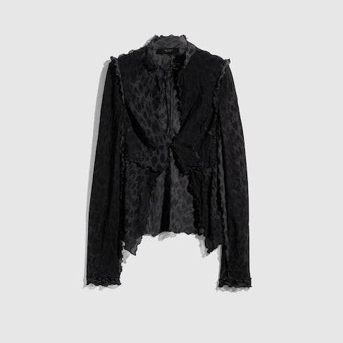 Printed silk blend shirt - black
