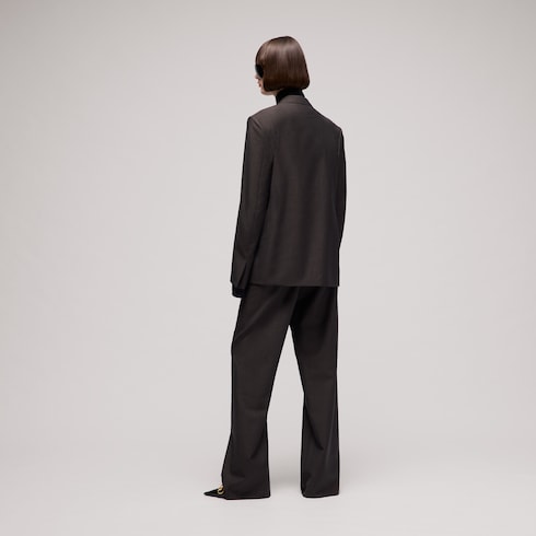 Pinstripe wool mohair jacket - dark brown