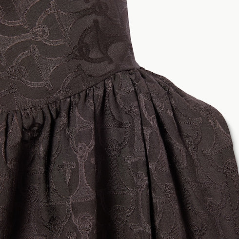 Horsebit silk jacquard dress - dark brown